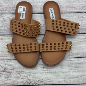 Steve Madden Brown Sandals with Gold Studs